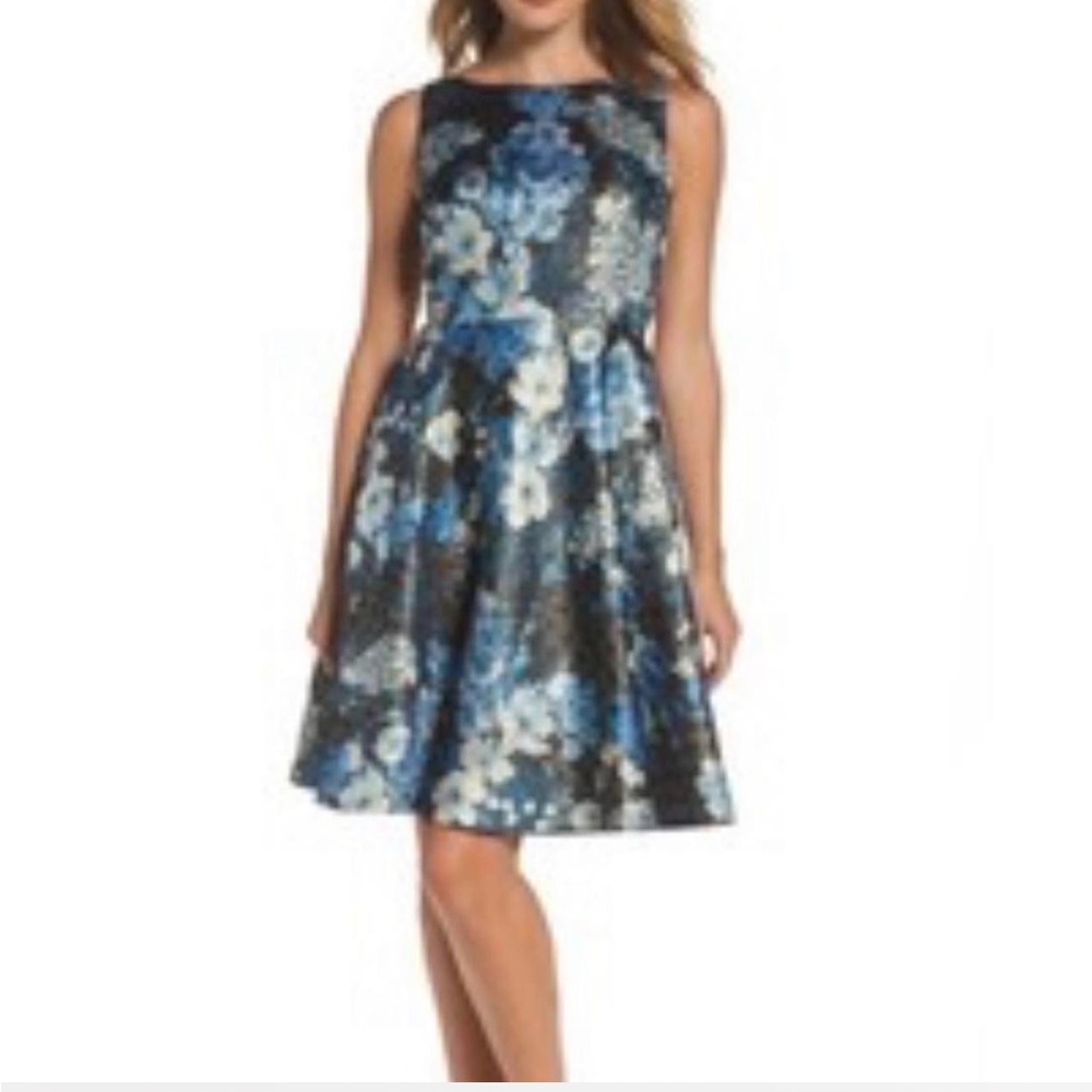 Tahari ASL Beautiful Fit and Flare Elie Floral Brocade Dress Women’s Size 12P